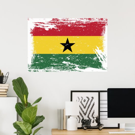 Grunge Ghana Flag Poster (Heimbüro)