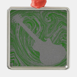 Grunge Gitarre Ornament, grün Silbernes Ornament