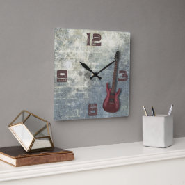 Grunge Gitarre Square Wall Clock Quadratische Wanduhr