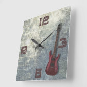 Grunge Gitarre Square Wall Clock Quadratische Wanduhr (Winkel)