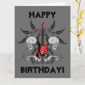 Grunge Gitarre und Skull Happy Birthday Nachricht Karte (Gelbe Blume)