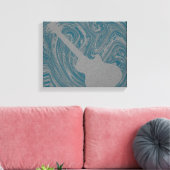 Grunge Gitarre Wirbel Canvas Print, Aquamarin Leinwanddruck (Insitu (Wohnzimmer))