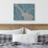 Grunge Gitarre Wirbel Canvas Print, Aquamarin Leinwanddruck (Insitu (Schlafzimmer))