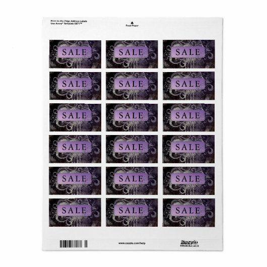 Grunge Glitzer Salon Black Lila Sale Adresse Adressaufkleber (Vorne)