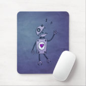 Grunge-glücklicher-singender-Retro-Roboter Mousepad (Mit Mouse)