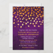 Grunge Gold und Lila Hochzeit im Herbst Einladung (Vorderseite)