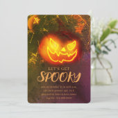 Grunge Golden Adult Pumpkin Spooky Halloween Einladung (Stehend Vorderseite)