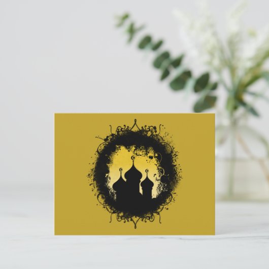 Grunge-Goth Gold und Black Ramadan Moschee Postkarte (Stehend Vorderseite)
