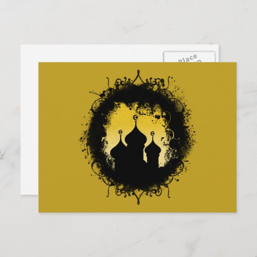 Grunge-Goth Gold und Black Ramadan Moschee Postkarte (Vorne/Hinten)