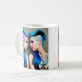 Grunge Goth Lesbian Liebe | Couple AI Art Kaffeetasse (Vorderseite Links)