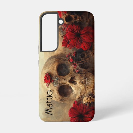 Grunge Goth Red Floral Skull Samsung Galaxy Hülle (Rückseite)