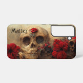 Grunge Goth Red Floral Skull Samsung Galaxy Hülle (Rückseite (Horizontal))