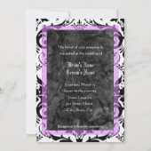 Grunge Goth Schwarz-weiß Damask Lavendel Wedding Einladung (Rückseite)