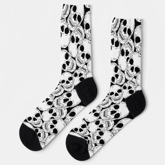 Grunge Goth Skeleton Skulls Gemustert Socken (Linkes Detail)