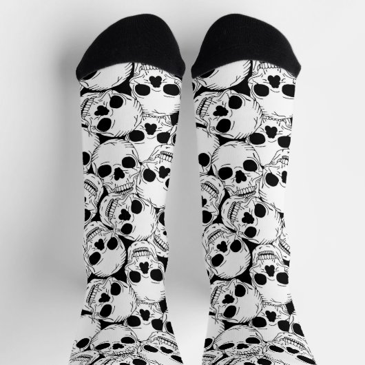 Grunge Goth Skeleton Skulls Gemustert Socken (Oben)