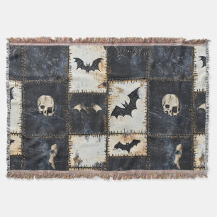 Grunge Gothic Bats & Skulls Denim Muster Decke