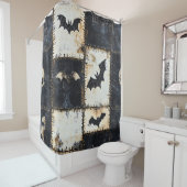 Grunge Gothic Bats & Skulls Denim Muster Duschvorhang (Beispiel)