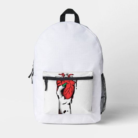 Grunge Gothic Hand Holding Heart Wallet Bedruckter Rucksack (Vorderseite)