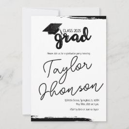 Grunge grad card with graduation hat einladung