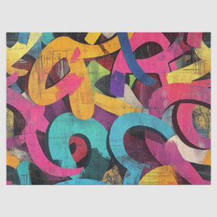 Grunge Graffiti Abstract in Rosa Gelb Blau Seidenpapier