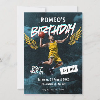 Grunge Graffiti Basketball Foto Geburtstag Einladung
