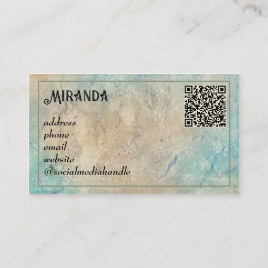 Grunge Grau Vintager QR-Code Visitenkarte (Rückseite)