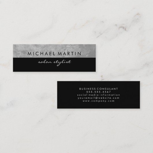 Grunge Gray Two Tone Mini Visitenkarte (Vorne/Hinten)