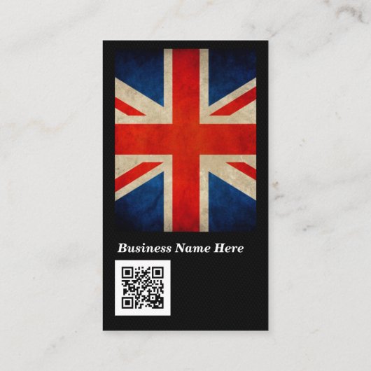 Grunge Great Britain Flag Union Jack - QR-Code Visitenkarte (Rückseite)