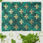 Grunge Green Velvet Lilie Mardi Gras Geschirrtuch (Gefaltet)