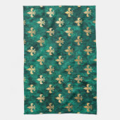 Grunge Green Velvet Lilie Mardi Gras Geschirrtuch (Vertikal)