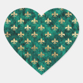 Grunge Green Velvet Lilie Mardi Gras Herz-Aufkleber (Vorderseite)