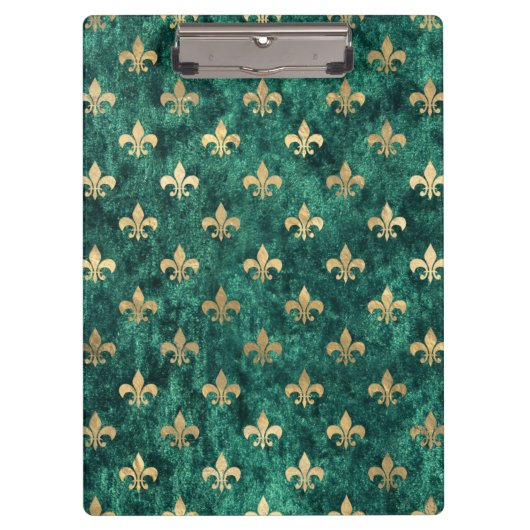 Grunge Green Velvet Lilie Mardi Gras Klemmbrett (Vorderseite)