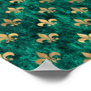 Grunge Green Velvet Lilie Mardi Gras Poster