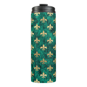 Grunge Green Velvet Lilie Mardi Gras Thermosbecher