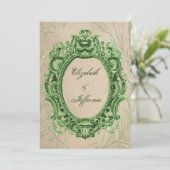 Grunge Green Vintag Frame Wedding Einladungen (Stehend Vorderseite)