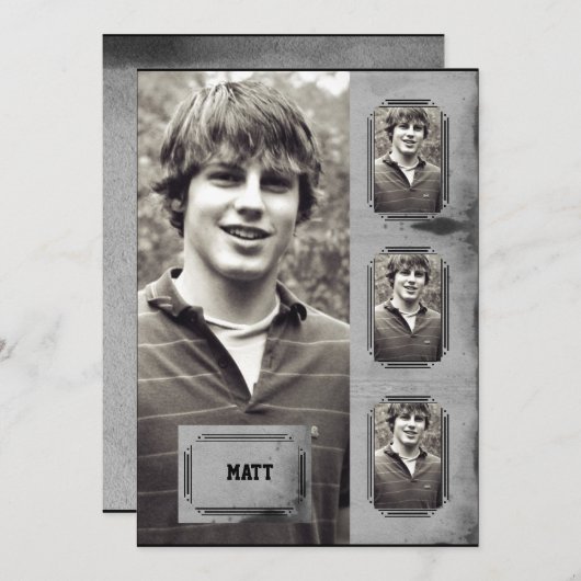 Grunge-GrenzFoto-Platten-Abschluss-Mitteilung Einladung (Vorne/Hinten)