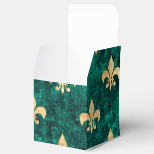 Grunge Grün Samt Fleur De Lis Mardi Gras Geschenkschachtel
