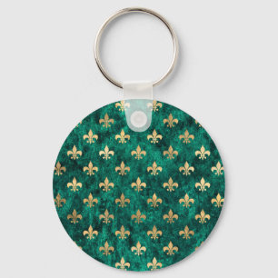 Grunge Grün Samt Fleur De Lis Mardi Gras Schlüsselanhänger