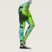 Grunge Grüne Textur mit architektonischen Elemente Leggings (Rechts)
