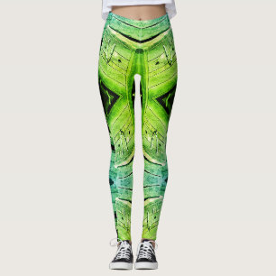 Grunge Grüne Textur mit architektonischen Elemente Leggings