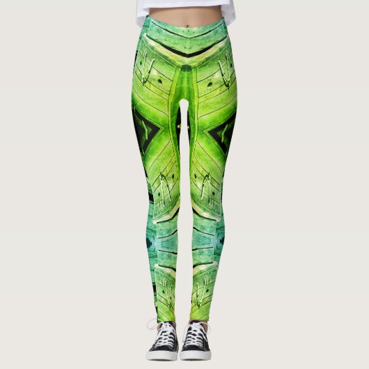 Grunge Grüne Textur mit architektonischen Elemente Leggings (Vorderseite)
