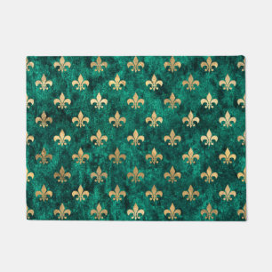 Grunge Grüne Velvet Lilie Mardi Gras Fußmatte