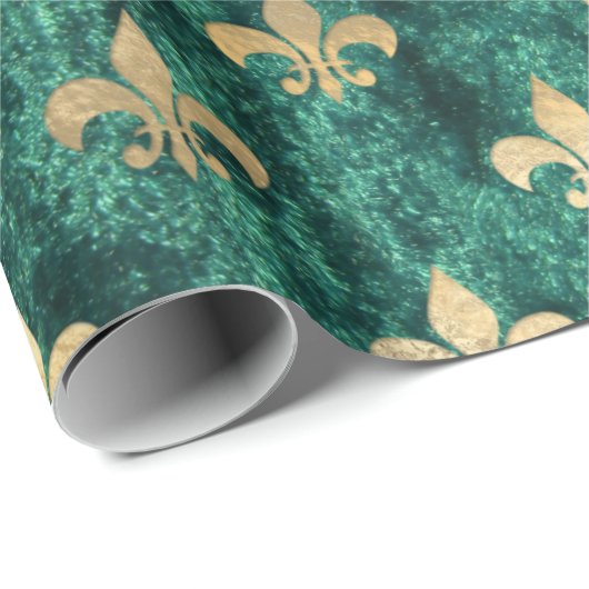 Grunge Grüne Velvet Lilie Mardi Gras Geschenkpapier (Rolleneckpunkt)