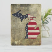 Grunge Grußkarte | Americana Michigan Karte (Stehend Vorderseite)