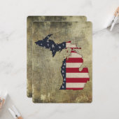 Grunge Grußkarte | Americana Michigan Karte (Vorderseite/Rückseite Beispiel)