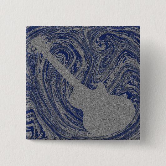 Grunge Guitar Button, Royal Blue Button (Vorderseite)