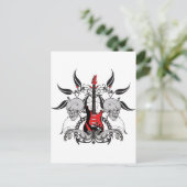 Grunge Guitar und Skull Postkarte (Stehend Vorderseite)