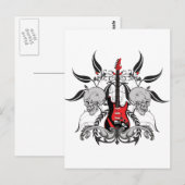 Grunge Guitar und Skull Postkarte (Vorne/Hinten)