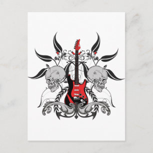 Grunge Guitar und Skull Postkarte