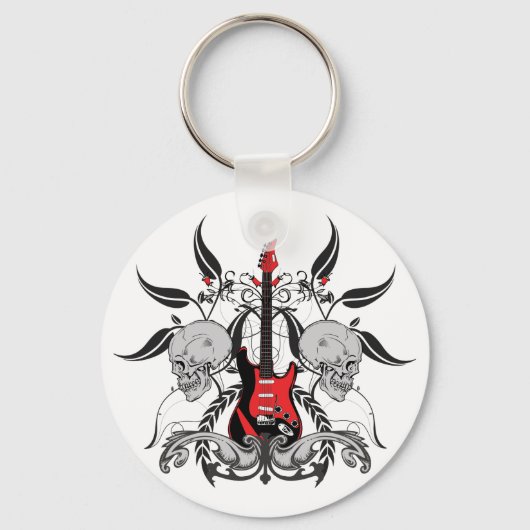 Grunge Guitar und Skull Schlüsselanhänger (Vorderseite)